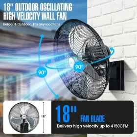 Iliving 850028393512 18 Inch Outdoor Oscillating High Velocity Wall Fan With 4150 Cfm Heavy Du #2