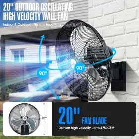 4750 Iliving 850028393529 20 Inch Outdoor Oscillating High Velocity Wall Fan With Cfm Heavy Duty Weath #2