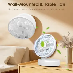Imountek 717971907527 Rechargeable Battery Operated Desk Fan With 90 Foldable Ultra Quiet 4 Speeds Light