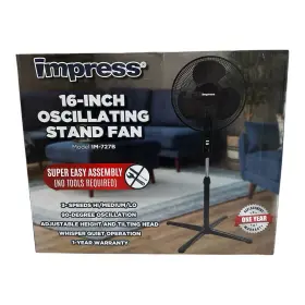 F-116 Impress 16 Inch Pedestal Floor Fan Black 3-speed Oscillating Stand New In Box