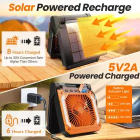 Innopower 792105976372 20000mah Rechargeable Solar Powered Portable Fan With Led Lantern 3 Speeds C #3