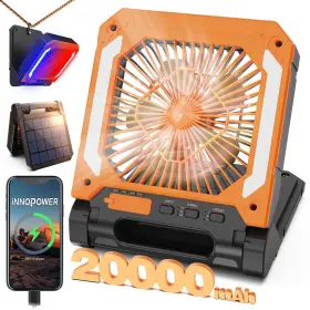 Innopower 792105976372 20000mah Rechargeable Solar Powered Portable Fan With Led Lantern 3 Speeds C