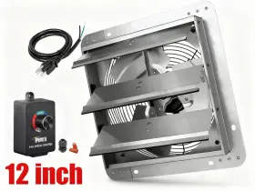 1600 Ipower 840166206614 Shutter Exhaust Fan 940cfm With Speed Controller And Power Cord Kit Rpm Sil