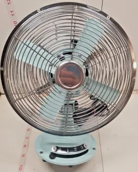 Sfdro-200bptb Jiangmen Keye Retro Metal Tabletop Desk Fan Black 3 Speed Rotating Aqua Blue