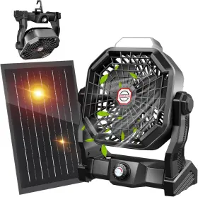 Jinlicte 726084445321 10400mah Solar Fan With Led Lantern Camping Panel 7w Rechargeab