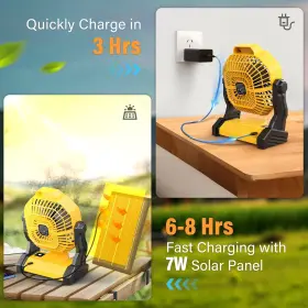 Jinlicte 727309191580 10400mah Solar Fan Camping With Panel 7w Rechargeable Power #2