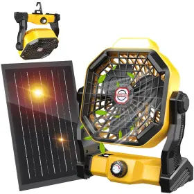 Jinlicte 727309191580 10400mah Solar Fan Camping With Panel 7w Rechargeable Power