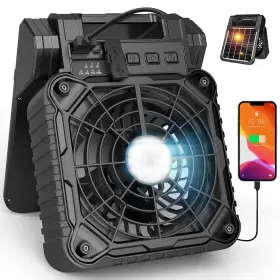 Jinlicte 763344544271 Fan With Led Lantern 10400mah Battery Operated Quiet