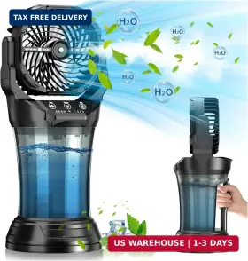 Jinlicte 763344548156 30000 Mah Portable Misting Fan With Rgb Ambient Light 2000 Ml Water Tank Bucket