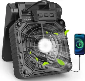X99a Jinlicte Solar Camping Fan With Led Lantern 10400mah Rechargeable Battery Powered