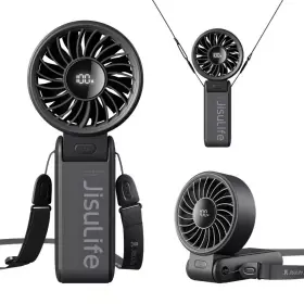 Jisulife 726084166790 Life7 2.7in 5 Speeds Handheld Personal Fan In Black With 3600mah Battery