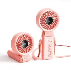 B0crdsc2w8 Jisulife Handheld Fan Life7 3-in-1 Portable Pink 5-speed Rechargeable 19.5h