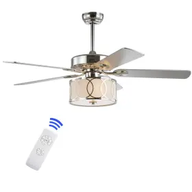 Jyl9607a Jonathan Y 52 Inch 3-light Chrome Drum Shade Led Ceiling Fan Remote Traditional