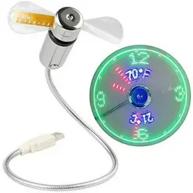 Uf-211-07d Jxra Usb Clock Fan With Temperature Display Function Silver