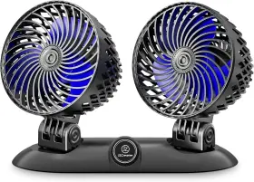 Jzcreater 445021774791 Car Fan - Dual Head Usb Desk And Portable Vehicle Cooling With Varia