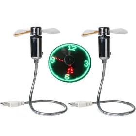 Kbinter 048912460048 Decvo Usb Led Clock Fan 90mm Usb-powered Portable Mobile 3.46 Inches 2 Pack