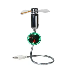 Kbinter 053523656315 Mini Usb Led Clock Fan With Real Time Display Powered 1 Pack
