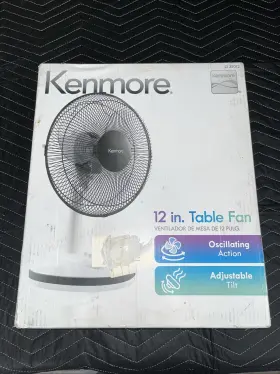 35012 Kenmore 33120 12 Inch Oscillating Table Desk Fan Black / White New In Box