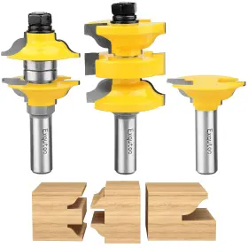 Zh-0041 Kingston Brass 1/2 Inch Shank 3 Piece Router Extension Tenon Drill Bit Set For Entry Door Rails