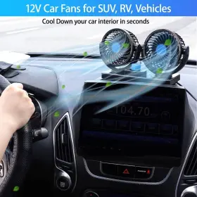 Kinowji 788953609432 Car Fan Usb Fandual Head Electric Fans 360 Degree Rotatable Cooling A #3