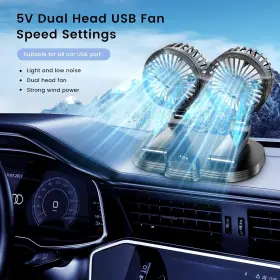Head0012 Kinowji Car Fan 360 Rotation Dual Head Usb Portable Vehicle Cooling #2