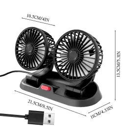 Kkooplay 756594795753 Car Fan For Dual Head Usb 2 Speeds Powerful Vehicle Cooling #2