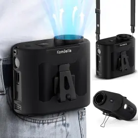 F6-bl Kombella Portable Waist Fan Clip On Belt 2025 Upgraded Shirt Small Black