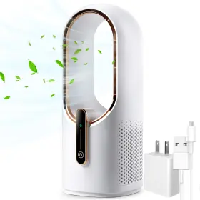 Konsiden 313038740740 Desk Fan Bladeless 11.8 Inch Office Small Quiet 3 Speed Touch Control