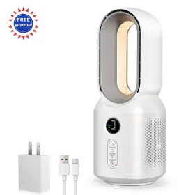 F8-nw Konsiden 13 Inch Portable Bladeless Fan Quiet Office 3 Speeds Night Light Led Desk Small