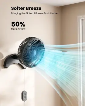 Koonie 716151400872 8ftft Wall Mount Fan Quiet Small With Timer 8.2ft Wired Remote 80 #3