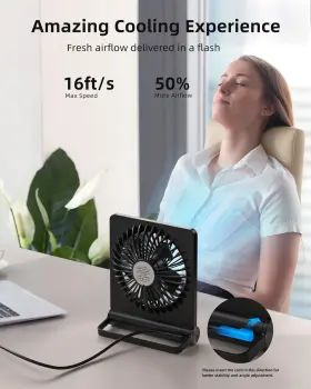 Koonie 737970849017 Usb Fan Strong Wind Ultra Quiet Small Desk 220 Tilt Folding 3 Sp #2