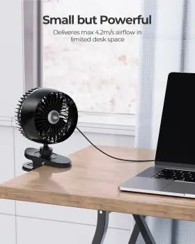 F4101 Koonie Usb Clip On Fan Strong Wind Ultra Quiet Small Desk Black #2