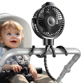 F9201 Koonie Portable Stroller Fan For Baby Rechargeable Battery Operated 3 Speeds 360