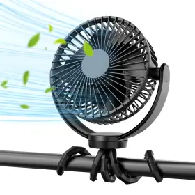 Rbzy01 Koonie 5000mah Portable Stroller Fan - 3-speed Battery Operated Flexible Cli