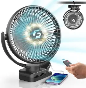 Korbot 726084019232 8-inch Clip-on Fan - 12000mah Portable Rechargeable Battery With 3 Speeds And St