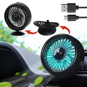 Qtt208 Kwaks Mini Fan For Car Air Vent Mount With Led 8.8 X 7.5 3.2 Cm Black