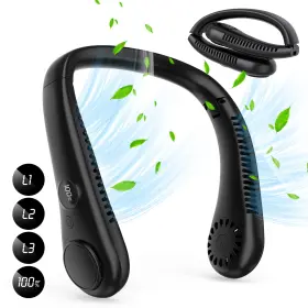 Bst01 Laeso Foldable Portable Neck Fan - Rechargeable Folding Hands Free Cooling Bladeles