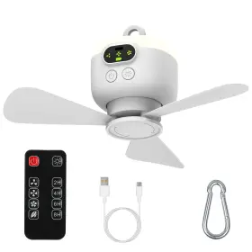 Lakeforest 730056003525 2-in-1 Portable Camping Fan With Led Lantern 8000mah Battery Powered Tent