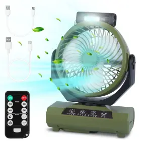Lakeforest 737547594630 20000mah Rechargeable Solar Camping Fan 4 Speeds Cordless Battery Powered