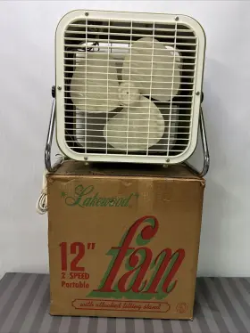 C-122 Lakewood Vintage 12 In 2 Speed Portable Box Fan With Tilting Stand #2