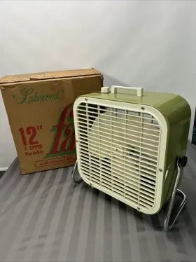 C-122 Lakewood Vintage 12 In 2 Speed Portable Box Fan With Tilting Stand