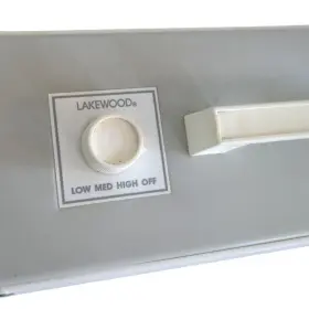 F05088b2180 Lakewood Vintage 3 Speed Box Fan Works Great Light Gray #3
