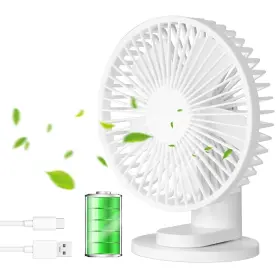 Tf01wht Laneycx Small Desk Fan And Table 6.18inch Fans Portable Build-in 2000mah