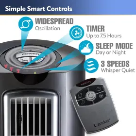 Lasko 046013406408 Oscillating Pedestal Fan Adjustable Height 3 Quiet Speeds Timer Remote Co #3