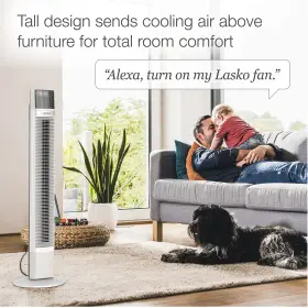 Lasko 046013459183 Works With Alexa Oscillating Tower Fan Voice Controlled 4 Quiet Speeds Sle #3