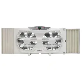 Lasko 313041757704 Twin Window Fan 9-inch With Thermostat Remote Control Electronically White
