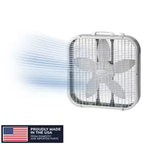 Lasko 313112480494 20 Inch 3 Speed Air Circulating Box Fan For Home In White With Save Smart Technol