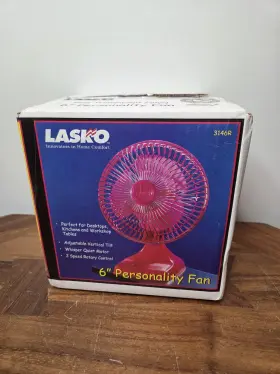 3146r Lasko Vintage 6 Inch Personality Fan Translucent Red Y2k 2000 New Sealed Mini Rare