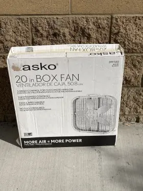 399582 Lasko Box 20 Inch Fan 50.8cm White 3 Speeds Easy Carry Handle #3