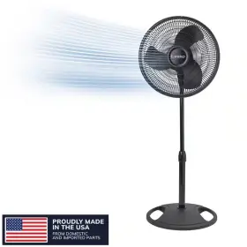 Lasko 445033248204 16 Inch 3 Speed Oscillating Pedestal Fan For Home Adjustable